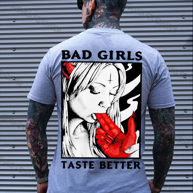 BAD GIRLS TASTE BETTER Suck Devil's Finger Print Men's T-shirt Image - 3