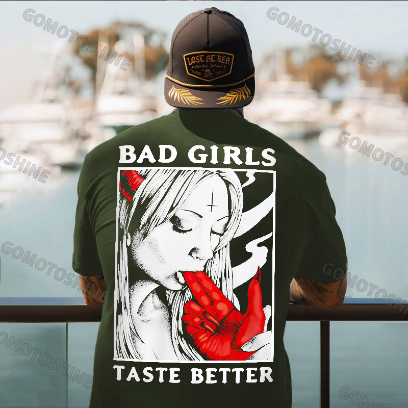 BAD GIRLS TASTE BETTER Suck Devil's Finger Print Men's T-shirt Image - 5