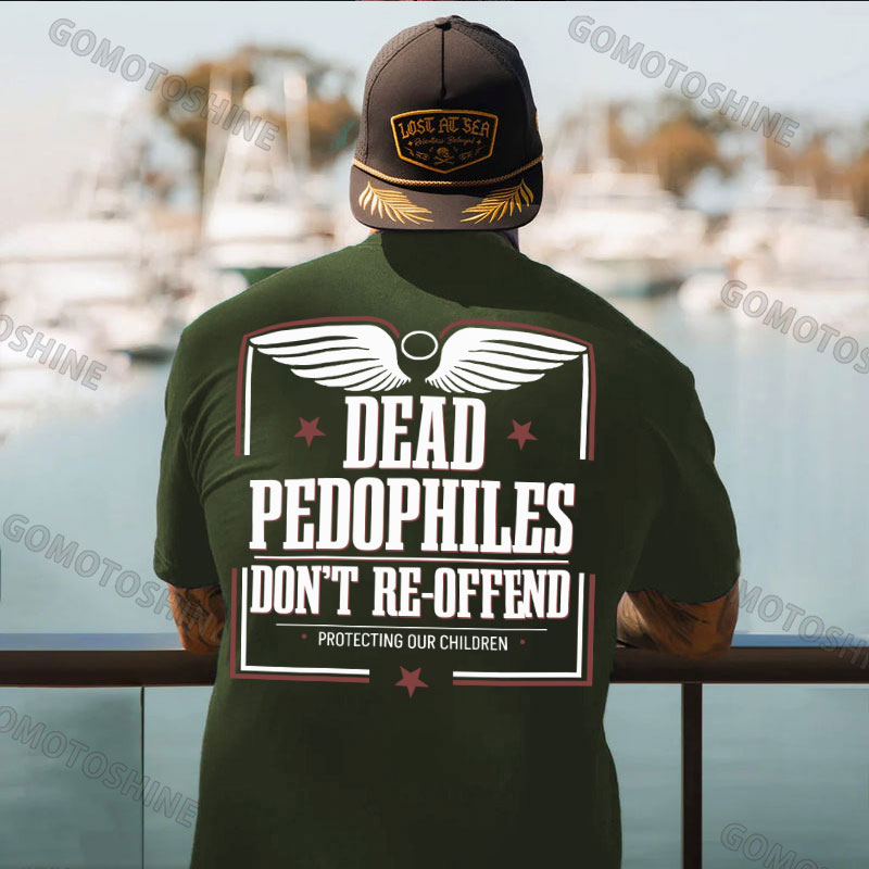 DEAD PEDOPHILES DON'T RE-OFFEND PROTECTING OUR CHILDREN Angel Wings Print Men's T-shirt Image - 5