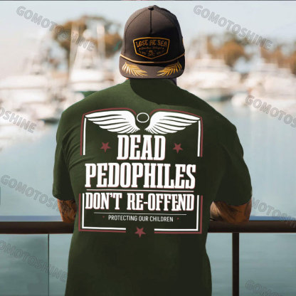 DEAD PEDOPHILES DON'T RE-OFFEND PROTECTING OUR CHILDREN Angel Wings Print Men's T-shirt Image - 5