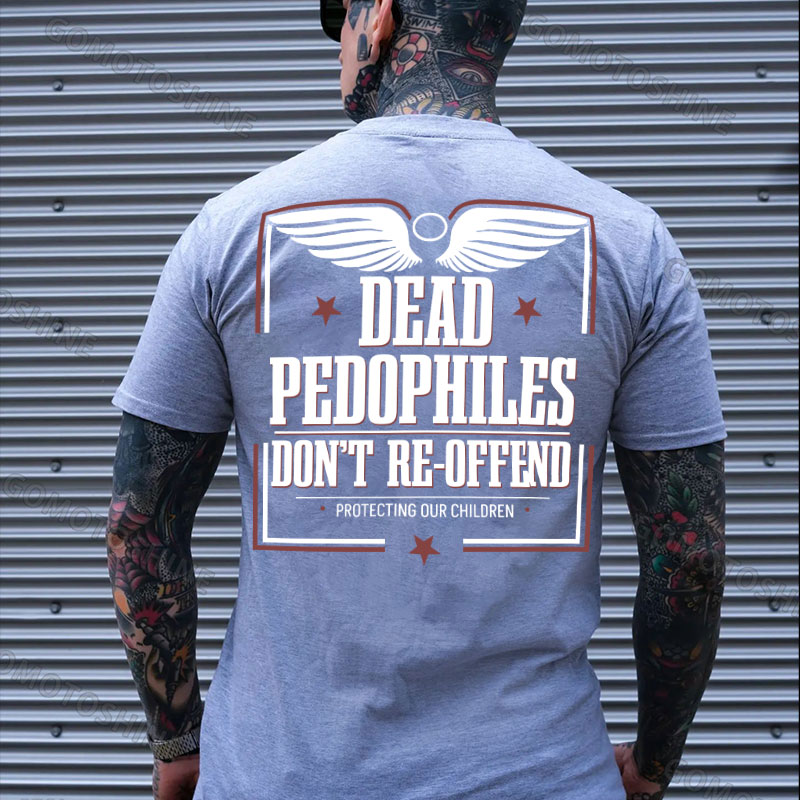 DEAD PEDOPHILES DON'T RE-OFFEND PROTECTING OUR CHILDREN Angel Wings Print Men's T-shirt Image - 3