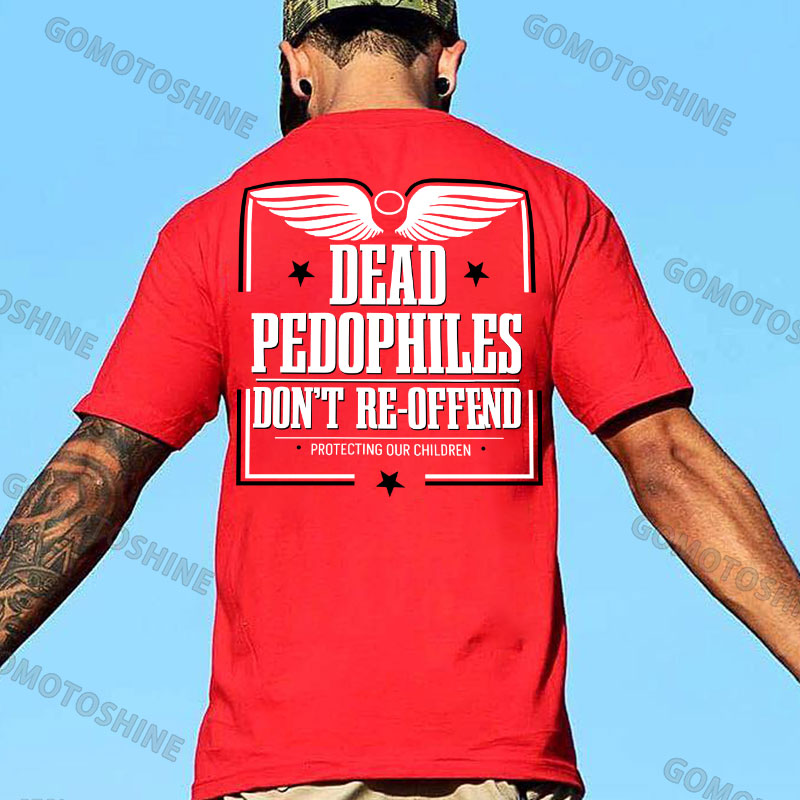 DEAD PEDOPHILES DON'T RE-OFFEND PROTECTING OUR CHILDREN Angel Wings Print Men's T-shirt Image - 6