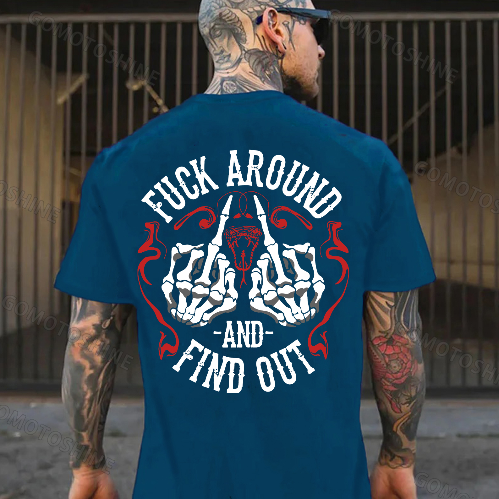 FUCK AROUND AND FIND OUT Defiant Bone Hand Print Men's T-shirt Image - 4
