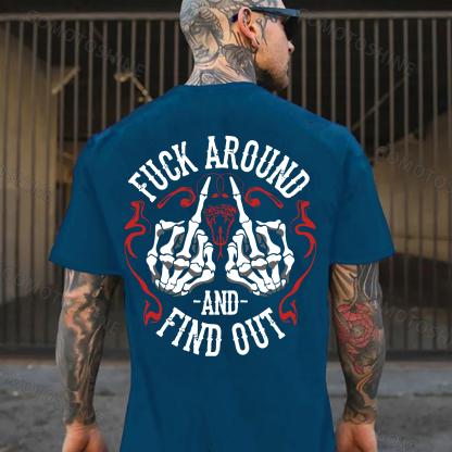 FUCK AROUND AND FIND OUT Defiant Bone Hand Print Men's T-shirt Image - 4