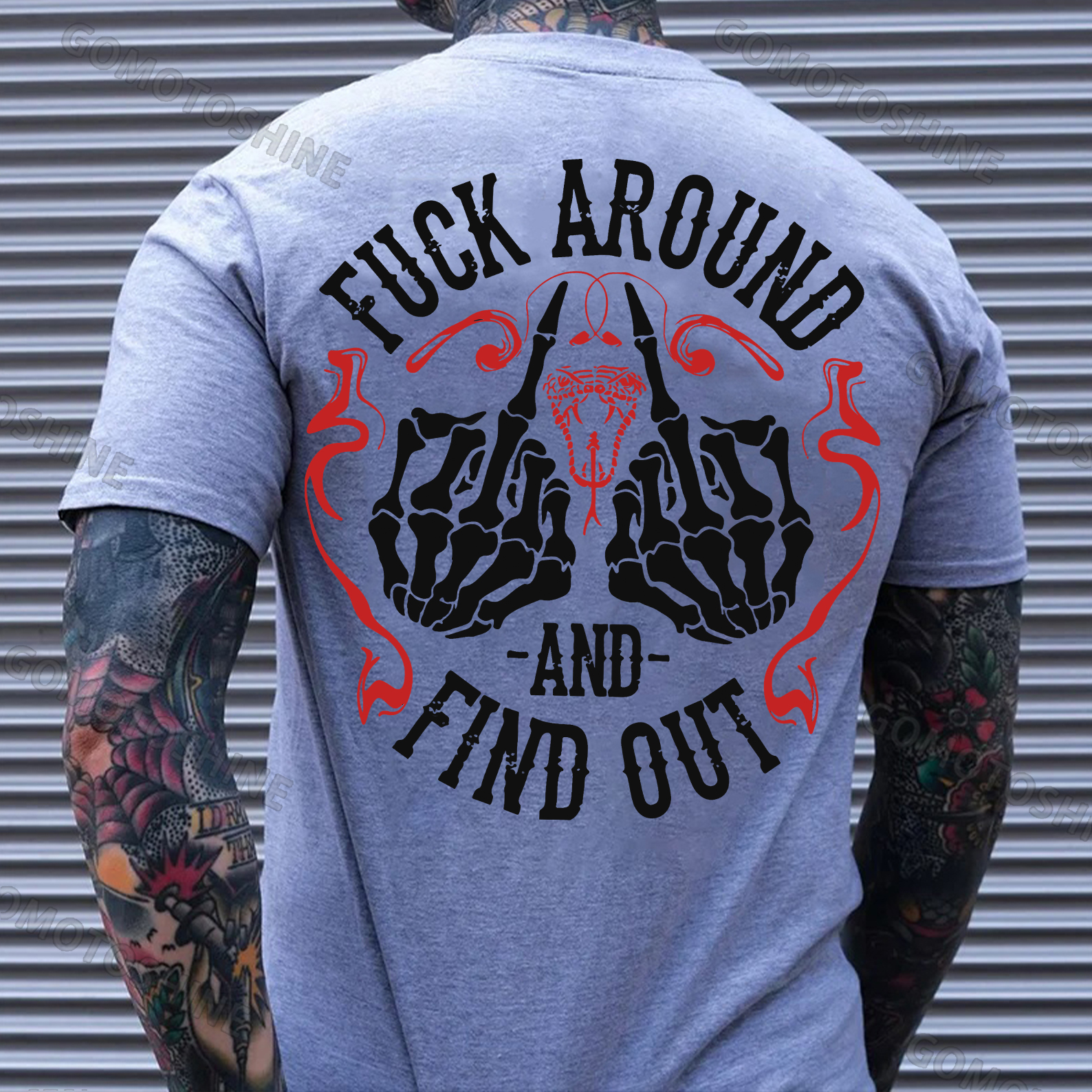 FUCK AROUND AND FIND OUT Defiant Bone Hand Print Men's T-shirt Image - 3
