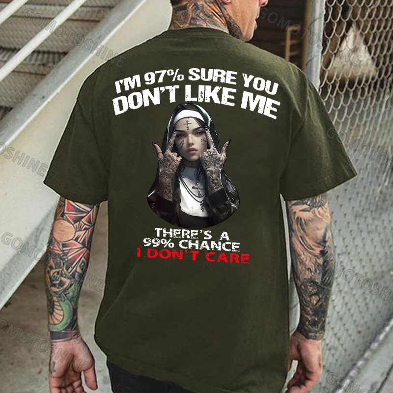 I'M 97% SURE YOU DON'T LIKE ME Defiant Nun Print Men's T-Shirt Image - 5