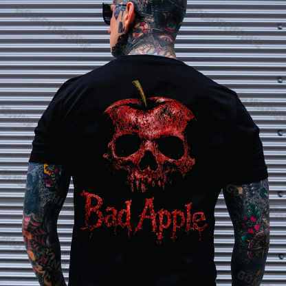 Bad Apple Skull Print Men's T-shirt Image - 1