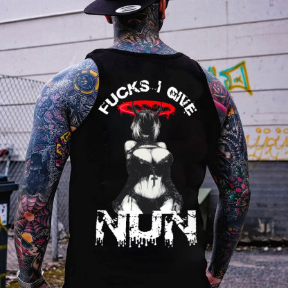 FUCKS I GIVE NUN Sexy Devil Girl Print Men's Vest