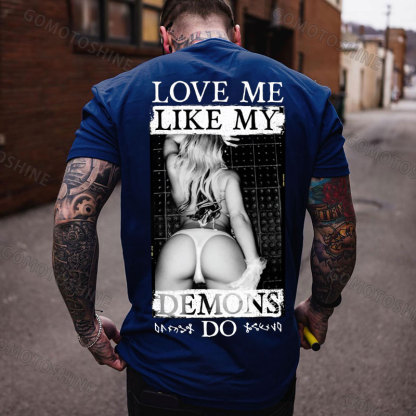 LOVE ME LIKE MY DEMONS DO Sexy Woman Print Men's T-shirt Image - 4