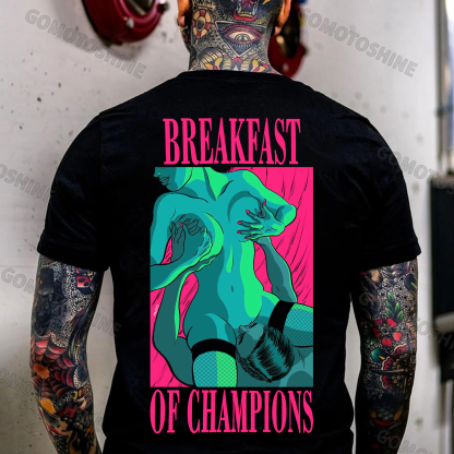BREAKFAST OF CHAMPIONS Man Suck Sexy Woman Print Men's T-shirt Image - 1