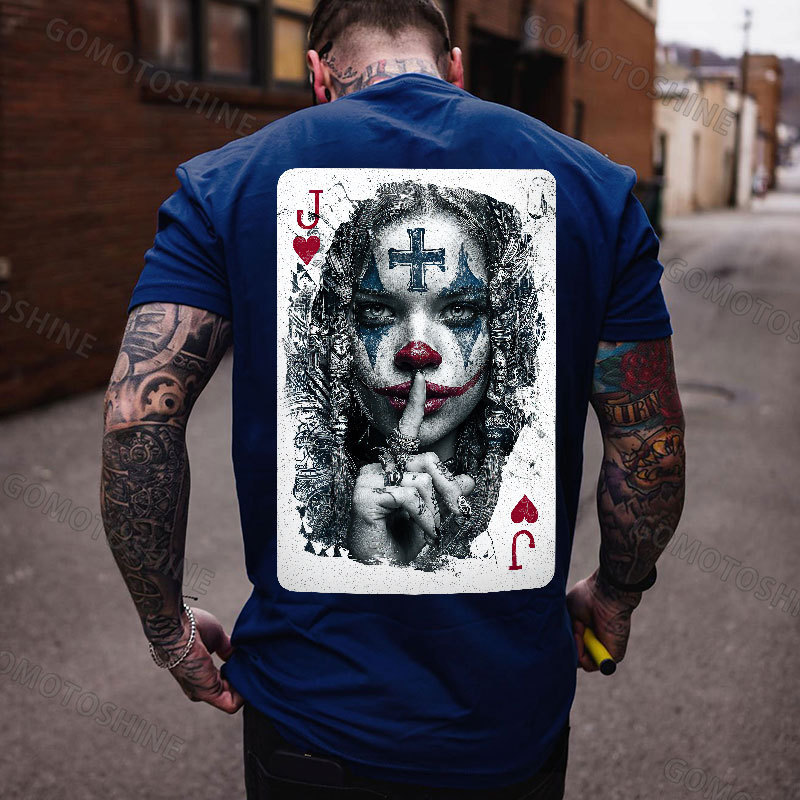 Poker Joker Lady Print Men's T-shirt Image - 4