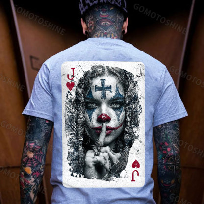 Poker Joker Lady Print Men's T-shirt Image - 3