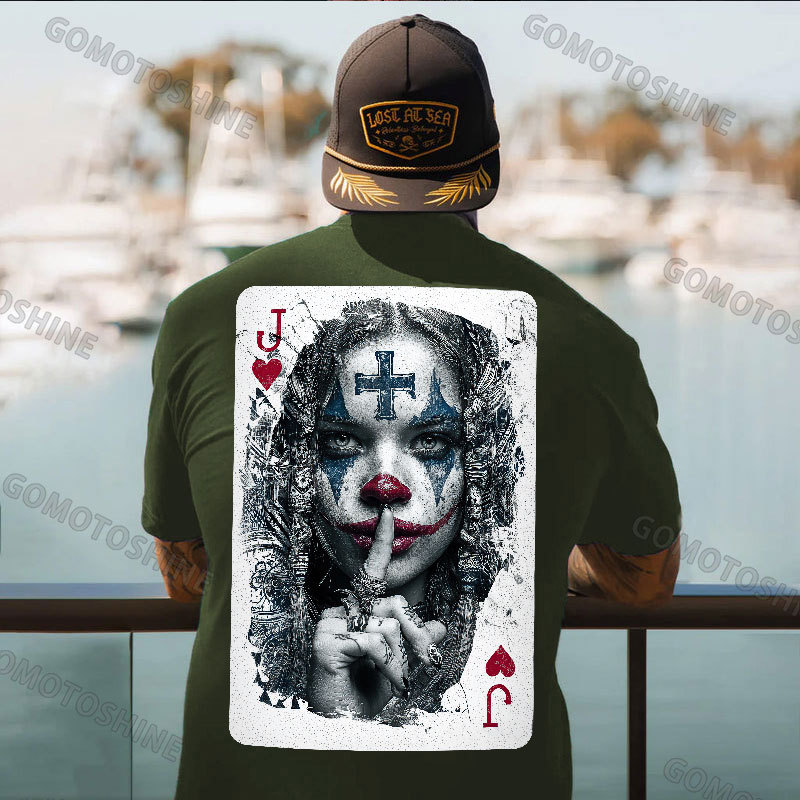 Poker Joker Lady Print Men's T-shirt Image - 5