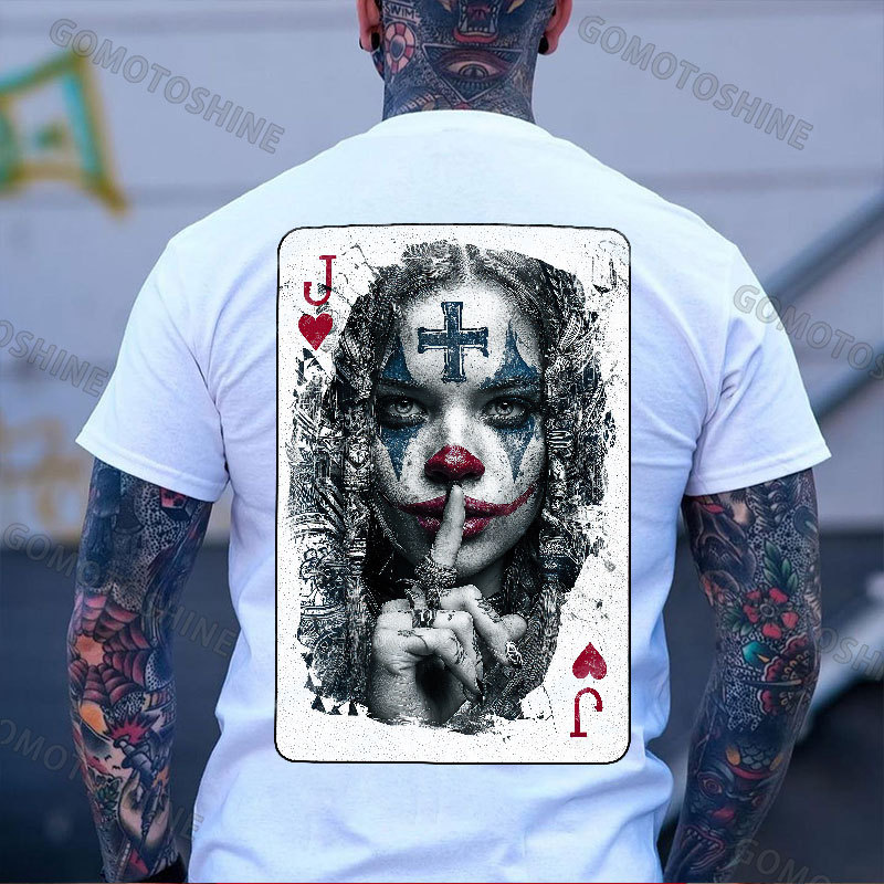 Poker Joker Lady Print Men's T-shirt Image - 2