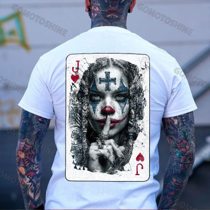 Poker Joker Lady Print Men's T-shirt Image - 2