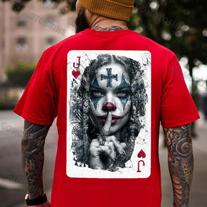 Poker Joker Lady Print Men's T-shirt Image - 6