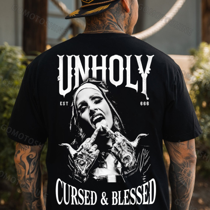 UNHOLY CURSED & BLESSED Defiant Nun Print Men's T-shirt Image - 1