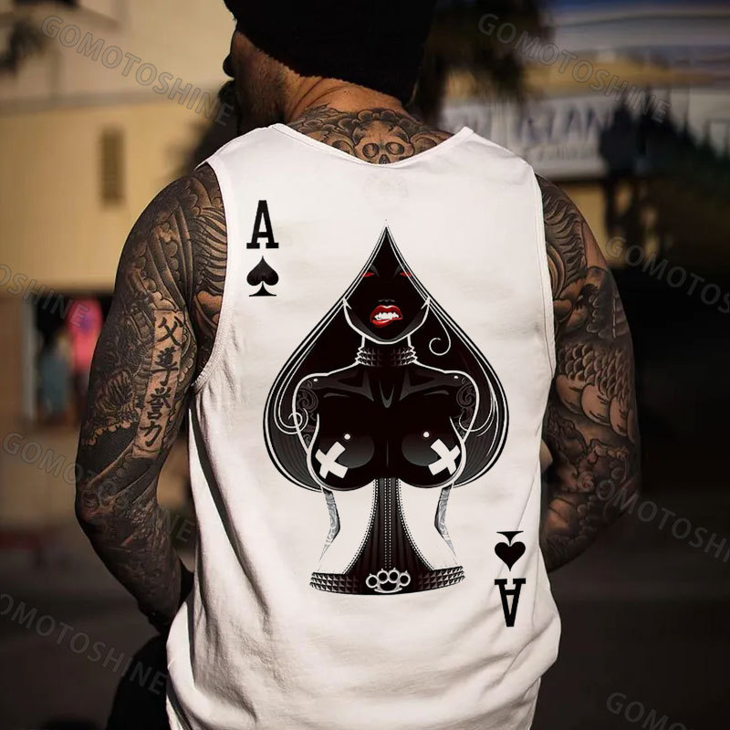 Poker A The Queen of Spades Sexy Nun Print Men's Vest Image - 2