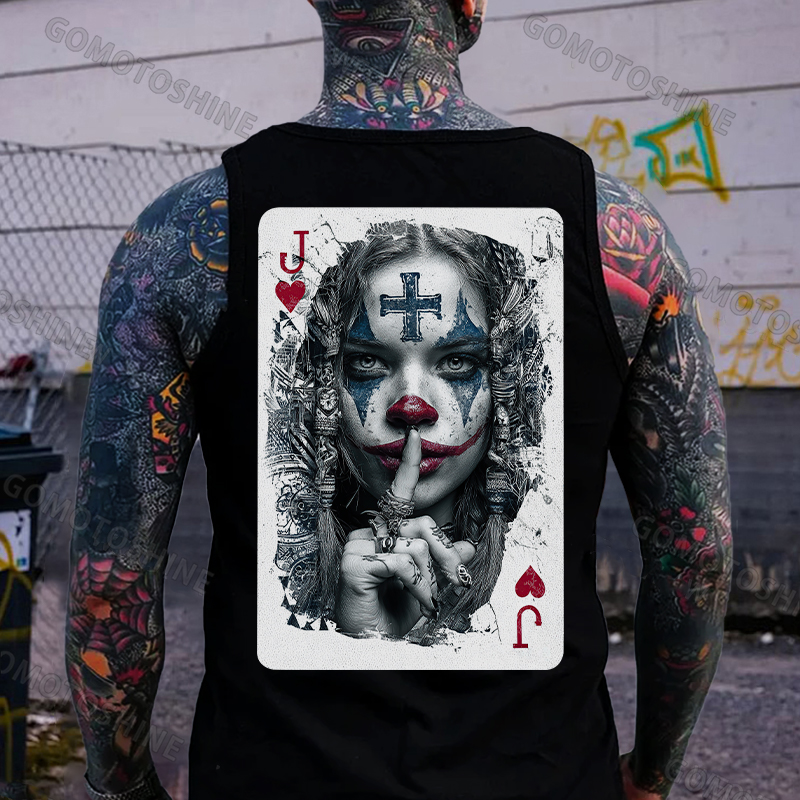 Poker Joker Lady Print Men's Tank Image - 1