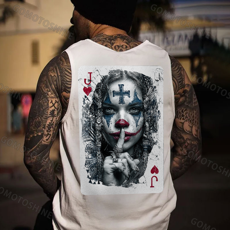 Poker Joker Lady Print Men's Tank Image - 2