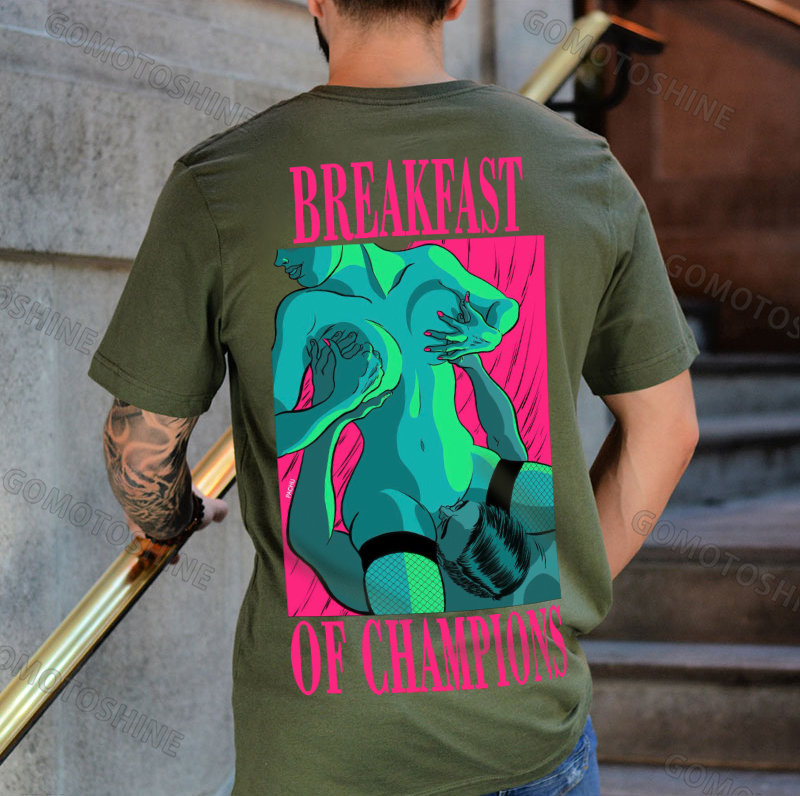 BREAKFAST OF CHAMPIONS Man Suck Sexy Woman Print Men's T-shirt Image - 4