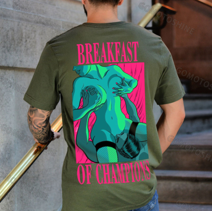 BREAKFAST OF CHAMPIONS Man Suck Sexy Woman Print Men's T-shirt Image - 4
