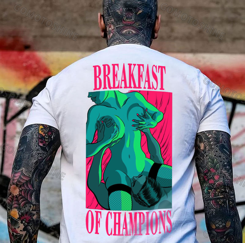 BREAKFAST OF CHAMPIONS Man Suck Sexy Woman Print Men's T-shirt Image - 3
