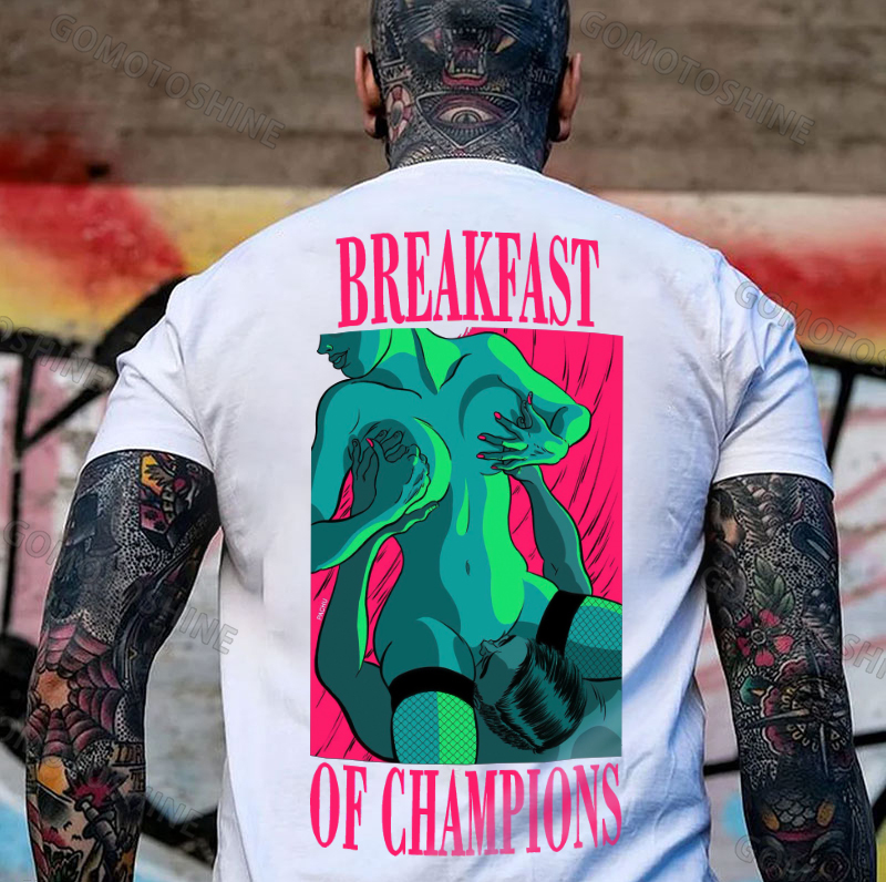 BREAKFAST OF CHAMPIONS Man Suck Sexy Woman Print Men's T-shirt Image - 3