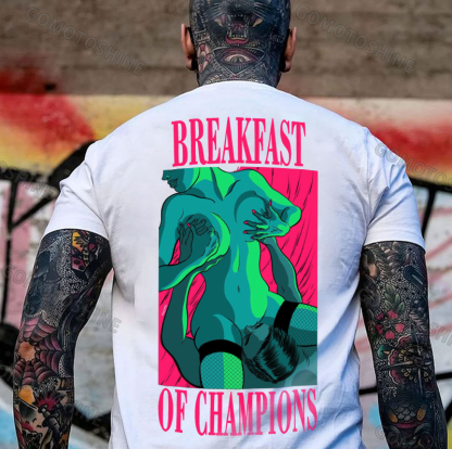 BREAKFAST OF CHAMPIONS Man Suck Sexy Woman Print Men's T-shirt Image - 3