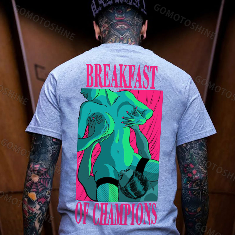 BREAKFAST OF CHAMPIONS Man Suck Sexy Woman Print Men's T-shirt Image - 5