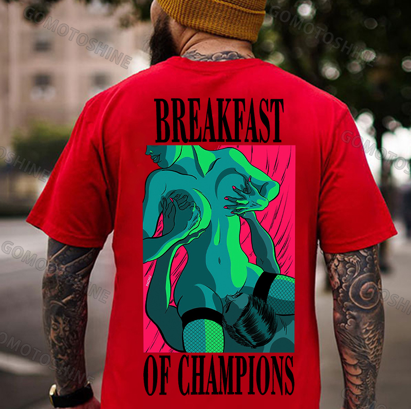 BREAKFAST OF CHAMPIONS Man Suck Sexy Woman Print Men's T-shirt Image - 6