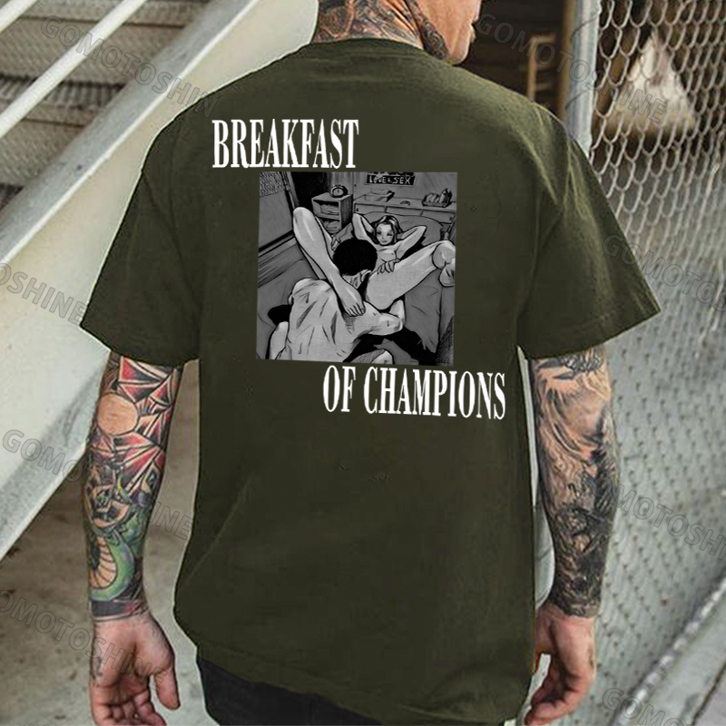 BREAKFAST OF CHAMPIONS Man Suck Girl Print Men's T-shirt Image - 3