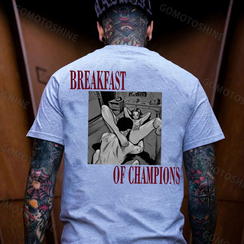 BREAKFAST OF CHAMPIONS Man Suck Girl Print Men's T-shirt Image - 4