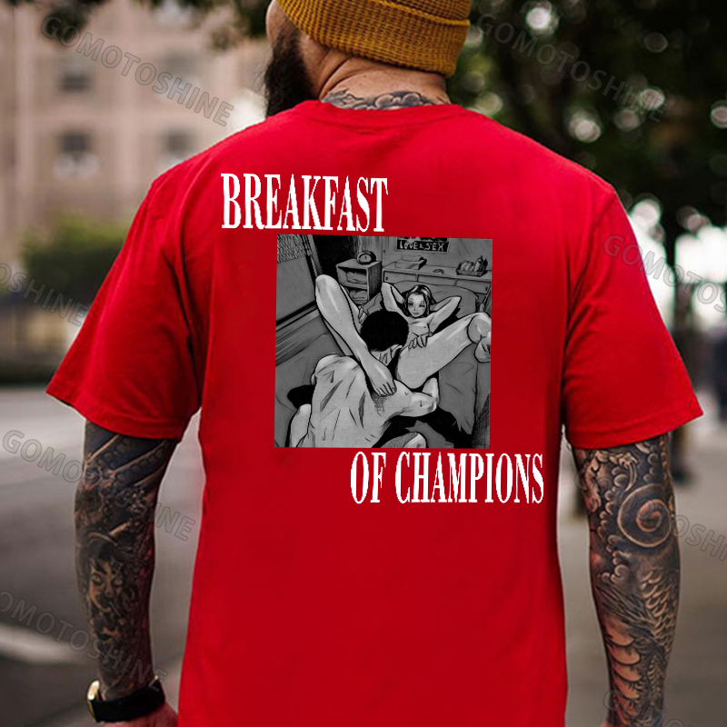 BREAKFAST OF CHAMPIONS Man Suck Girl Print Men's T-shirt Image - 6