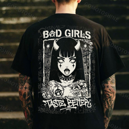 BAD GIRLS TASTE BETTER Devil Girl Print Men's T-Shirt Image - 1
