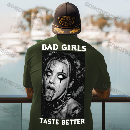 BAD GIRLS TASTE BETTER Punk Bad Girl Dark Style Print Men's T-shirt Image - 3