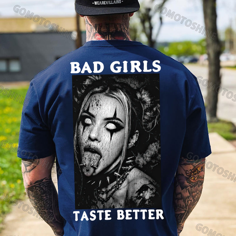 BAD GIRLS TASTE BETTER Punk Bad Girl Dark Style Print Men's T-shirt Image - 2