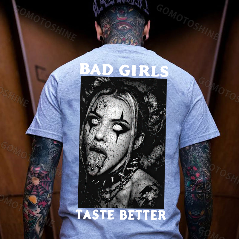 BAD GIRLS TASTE BETTER Punk Bad Girl Dark Style Print Men's T-shirt Image - 4
