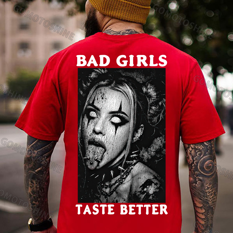 BAD GIRLS TASTE BETTER Punk Bad Girl Dark Style Print Men's T-shirt Image - 5
