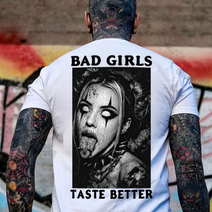 BAD GIRLS TASTE BETTER Punk Bad Girl Dark Style Print Men's T-shirt Image - 6