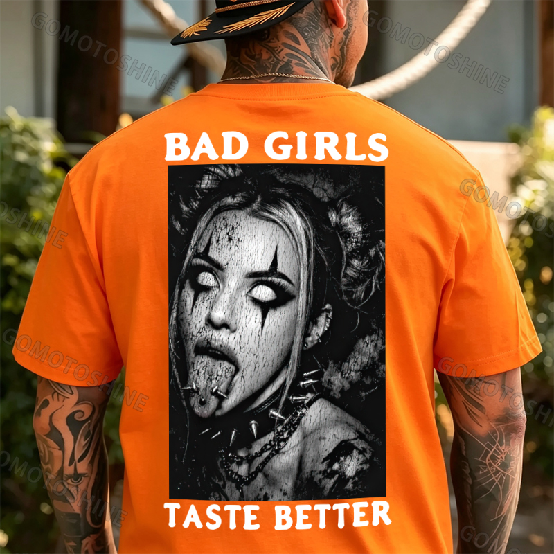 BAD GIRLS TASTE BETTER Punk Bad Girl Dark Style Print Men's T-shirt Image - 7