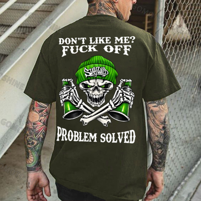 DON'T LIKE ME FUCK OFF Stay Wild Defiant Skeleton Print Men's T-shirt Image - 4
