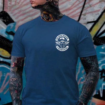 OLD SCHOOL CRIMINAL Hip-hop Skull Print Men's T-Shirt Image - 9