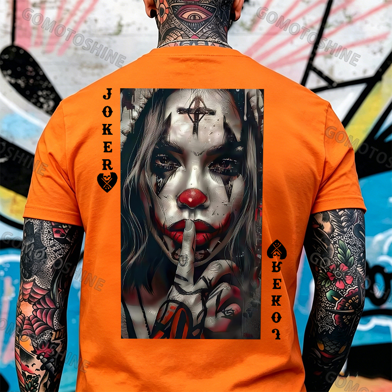 POKER JOKER GIRL Keep Silent Print Men's T-shirt