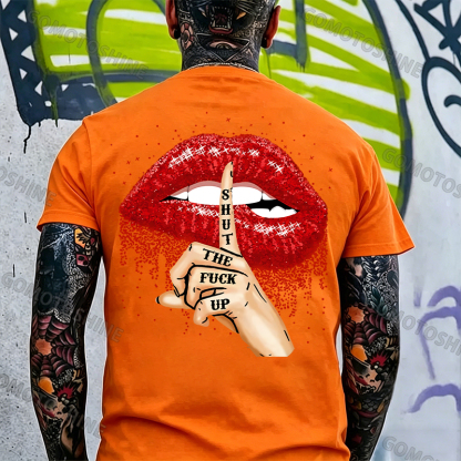 SHUT THE F*CK UP Sexy Lips Keeping Silent Black Print T-Shirt