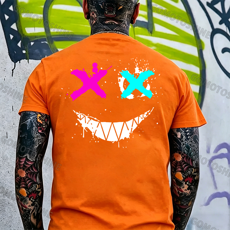 Evil Emoji Graphic Black Print T-Shirt Image - 14