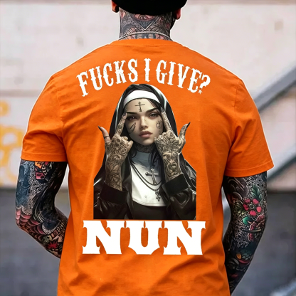 F*CKS I GIVE NUN Defiant Nun Print Men's T-Shirt Image - 7