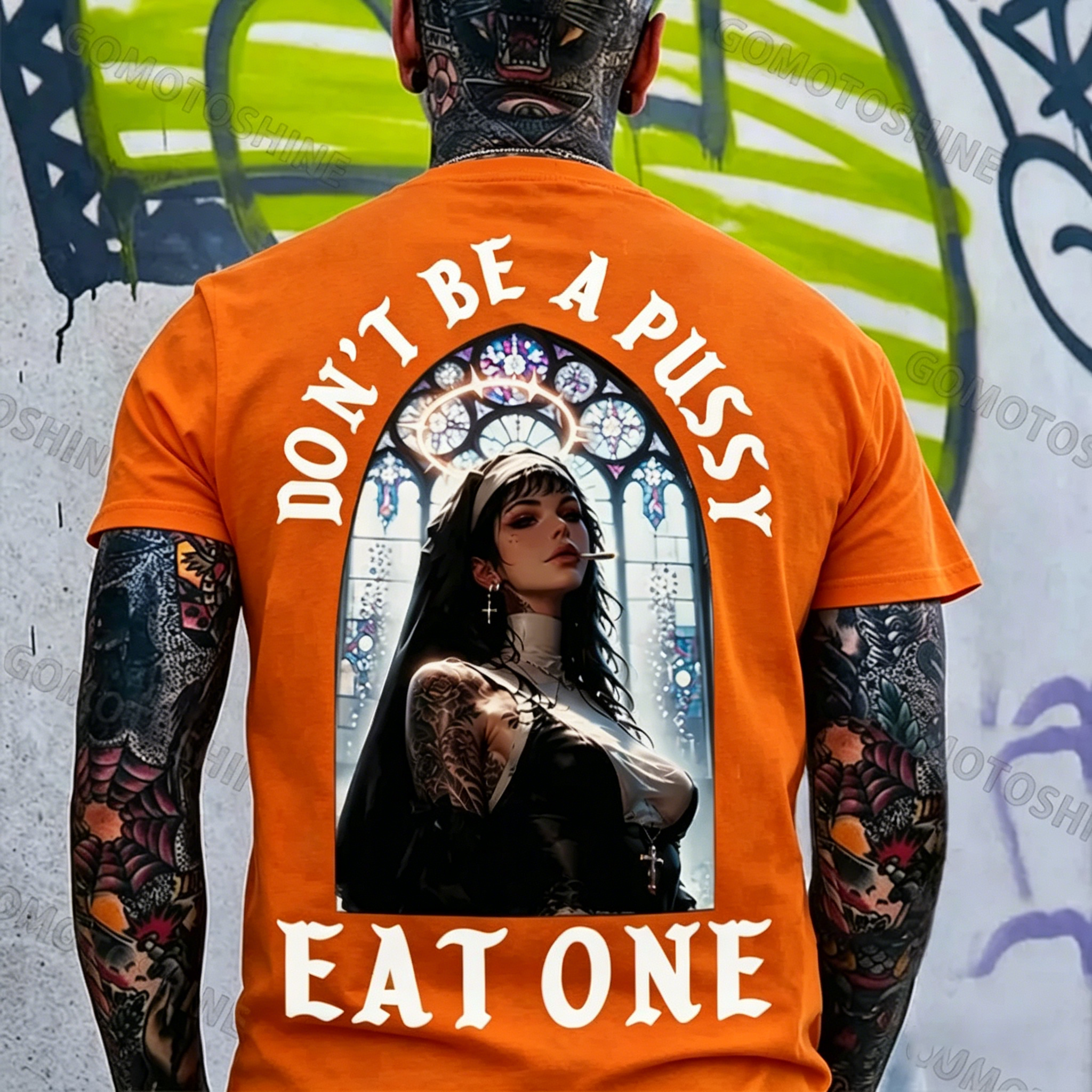 DON'T BE A PUSSY EAT ONE Sexy Nun Print Men's T-shirt