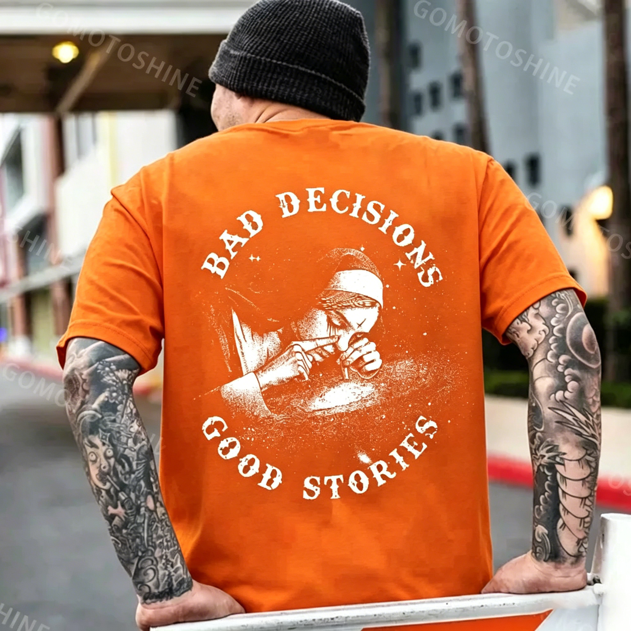 BAD DECISIONS GOOD STORIES Nun Smoking Black Print T-Shirt Image - 22
