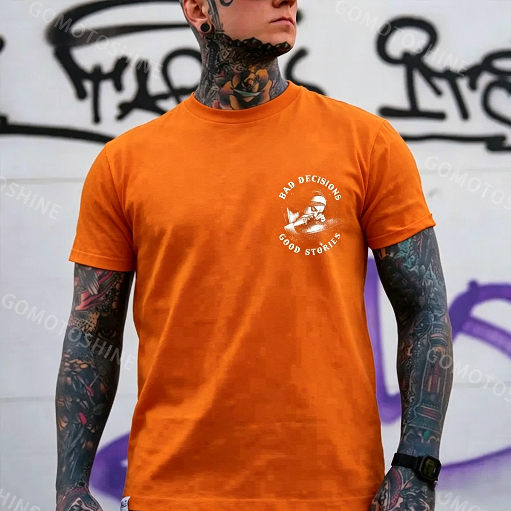 BAD DECISIONS GOOD STORIES Nun Smoking Black Print T-Shirt Image - 23